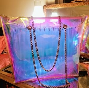 Iridescent/ hologram tote